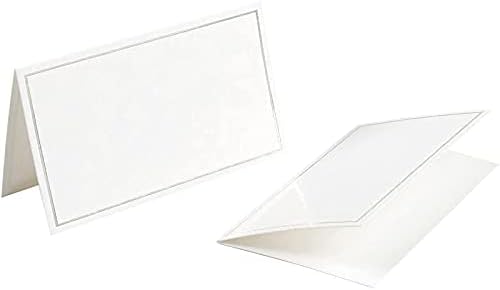 100 Pack Silver Foil Border Place Cards for Events