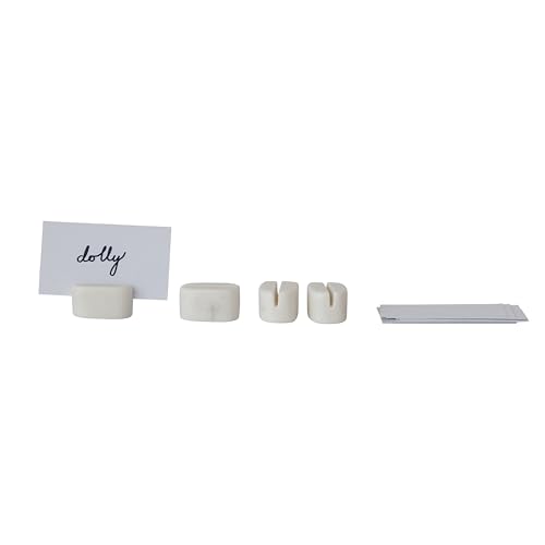 Creative Co Op 4 Piece Marble Place Card Holders White