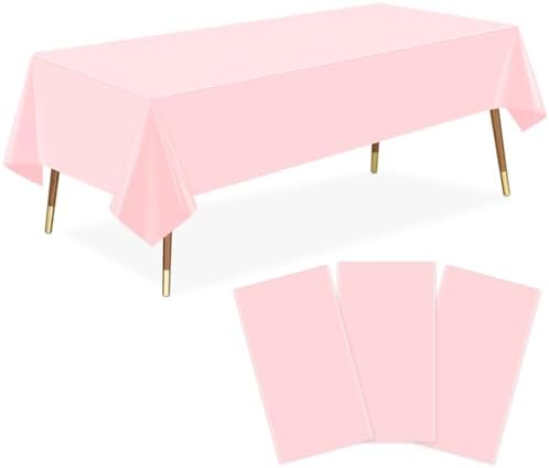 3 Pack Pink Plastic Table Cloths for 8 Foot Table