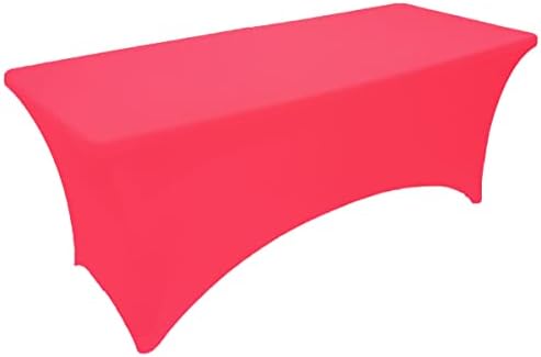 2 Pack 8FT Fuchsia Spandex Tablecloth Stretch Fitted for Rectangular Table