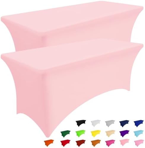 Smiry 2 Pack Spandex Table Cloth 4FT Pink
