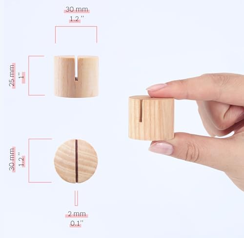 20 Pack Mini Wood Table Number Holders Light Beige