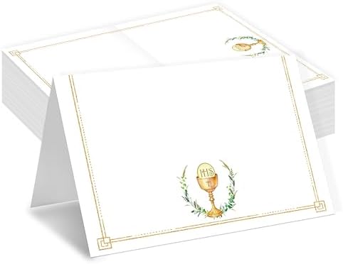Gold Foil Baptism Place Cards for Boys Girls - 25pc Set
