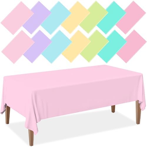 14 Pack Pastel Plastic Tablecloths for Summer Events