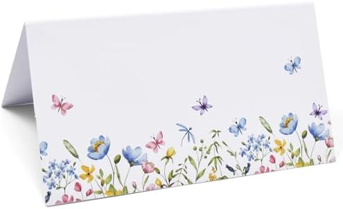 100 Floral Wildflower Place Cards for Wedding and Party Use