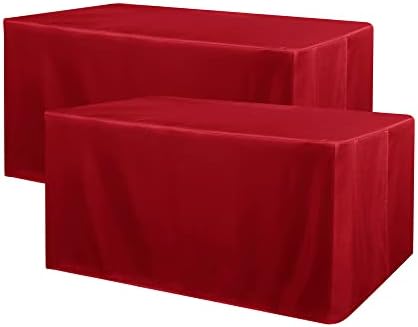 Obstal 2 Pack 6FT Red Tablecloths for Folding Tables