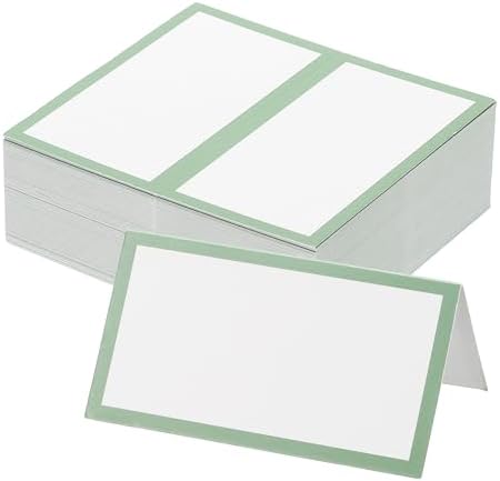 PATIKIL 50Pcs Green Table Place Cards 35x4 Inch Folded Name Cards