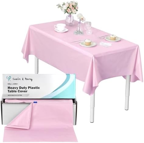 Craft And Party 54 in x 100 ft Table Cover Roll Light Pink
