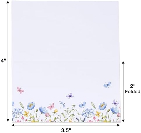 100 Floral Wildflower Place Cards for Wedding and Party Use