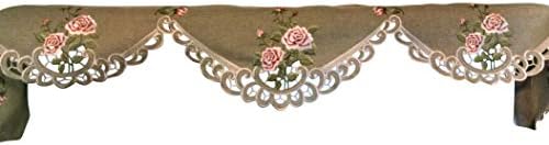 Fireplace Mantel Runner Pink Rose Sage Green Burlap