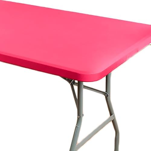 Rectangle Picnic Table Cloth Fuchsia Waterproof Elastic Tablecover for 5ft Tables