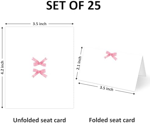 Pink Bow Place Cards Set of 25 for Wedding Reception