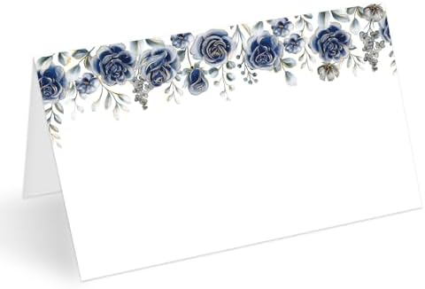 Blue Flower Place Cards Set of 25 for Wedding Banquet Events