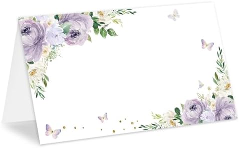 Whaline 100Pcs Floral Butterfly Place Cards for Party Events