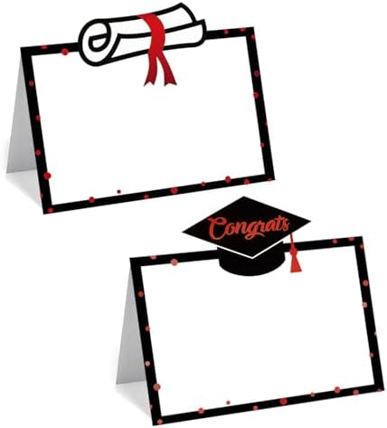 48 Pcs Graduate Place Cards with Cap and Scroll Design