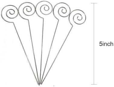 HOHIYA 50pc Silver Floral Card Holder Pick Stick