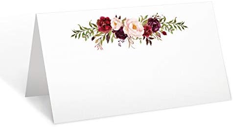 321Done Floral Place Cards 35x2 Inches Set of 50
