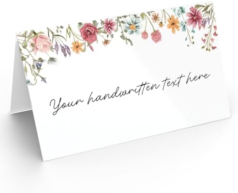 Printed Party Place Cards with Wildflower Design Set of 25