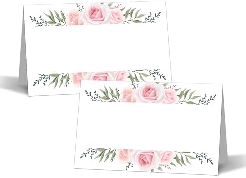 Blush Pink Floral Table Place Cards 25PCS Folded