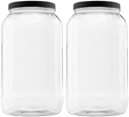 Plastic Storage Jars with Leak Proof Lids 128oz 2PK Black