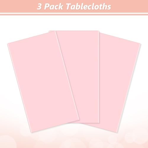 3 Pack Pink Plastic Table Cloths for 8 Foot Table