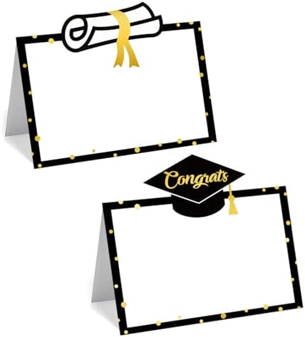 48 Pcs Grad Place Cards with Gold Design
