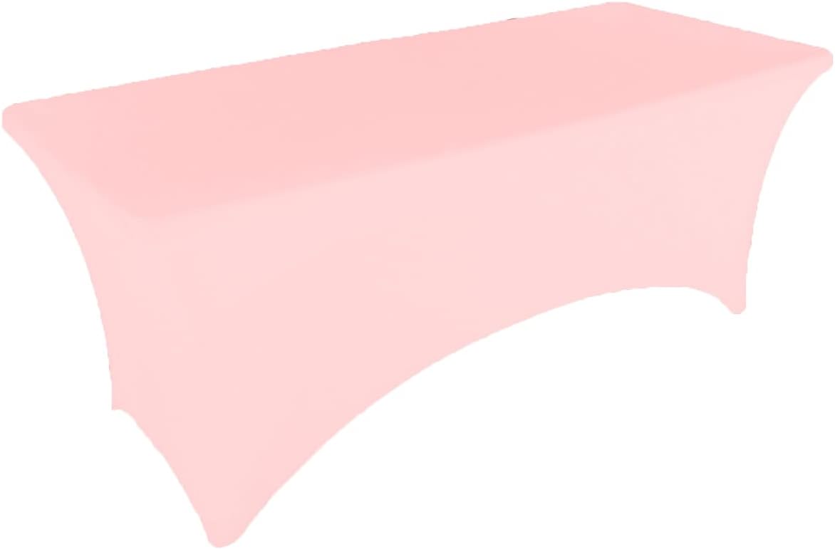 2 Pack 8FT Pink Spandex Tablecloth for Rectangular Tables