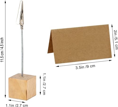 10 Pcs Wood Place Card Holders with 10 Pcs Kraft Cards