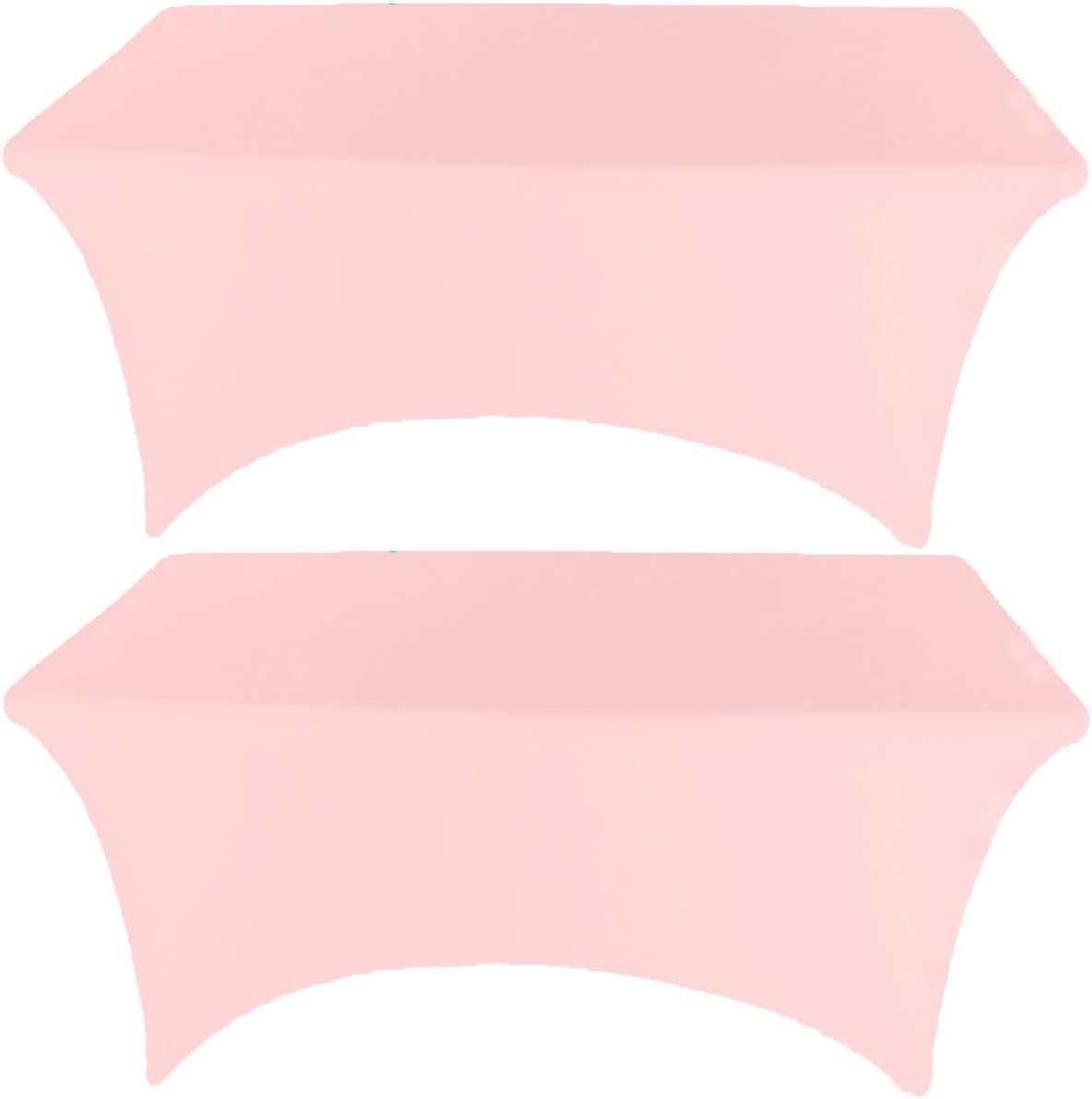 2 Pack 8FT Pink Spandex Tablecloth for Rectangular Tables