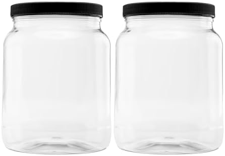 Plastic Storage Jars with Leak Proof Lids BPA Free 64oz 2PK Black