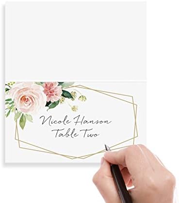 Bliss Collections Floral Place Cards 50 Pack 2 x 35 Inches