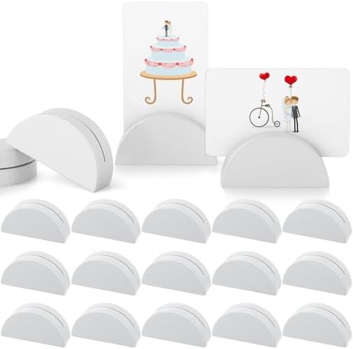 24 Pcs White Stable Wooden Table Number Holders