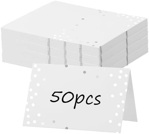 50Pcs Silver Place Cards for Wedding and Event Tables
