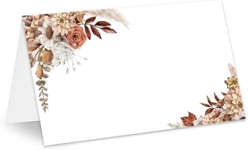 Whaline 50Pcs Floral Tented Place Cards for Weddings and Events