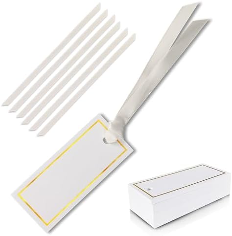 50 Pcs Gold Foil Name Place Cards with Ribbon for Events