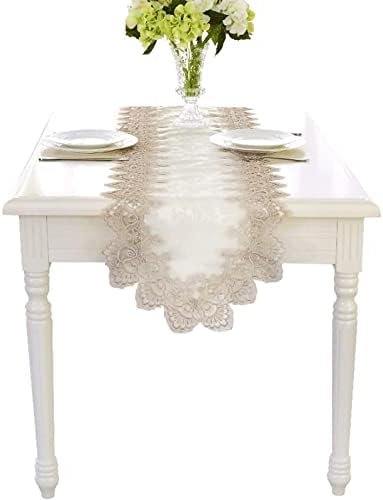 Stfery Beige Triangle Lace Table Runner 16x112 Inches