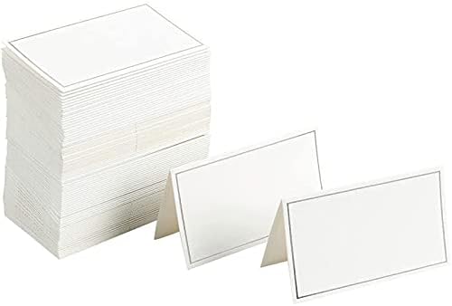 100 Pack Silver Foil Border Place Cards for Events