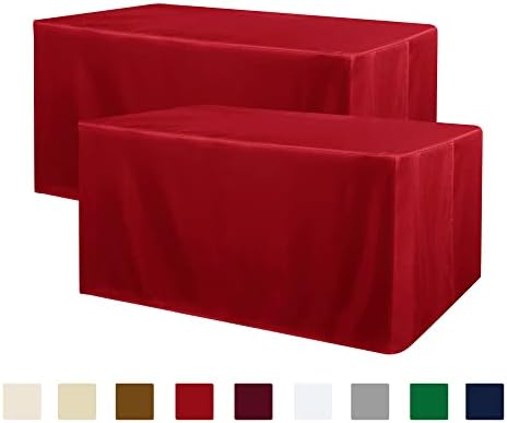 Obstal 2 Pack 6FT Red Tablecloths for Folding Tables