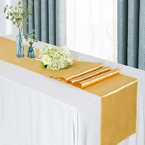Set of 5 Gold Satin Table Runners 12x108 Inch