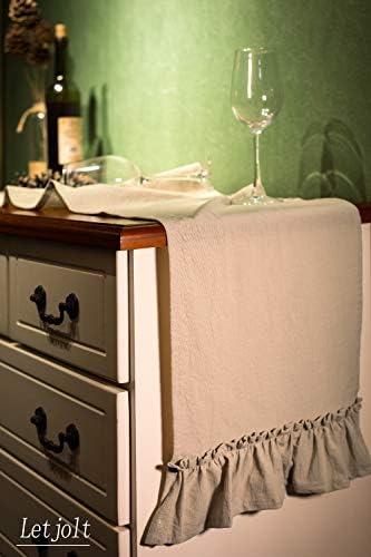 Letjolt Shabby Chic Ruffled Table Runner 72 Inch