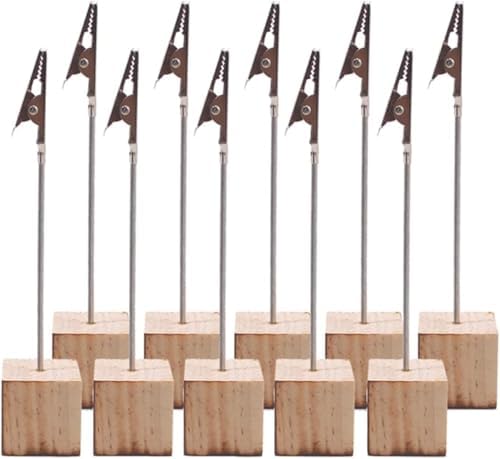10 Pcs Wood Place Card Holders with 10 Pcs Kraft Cards