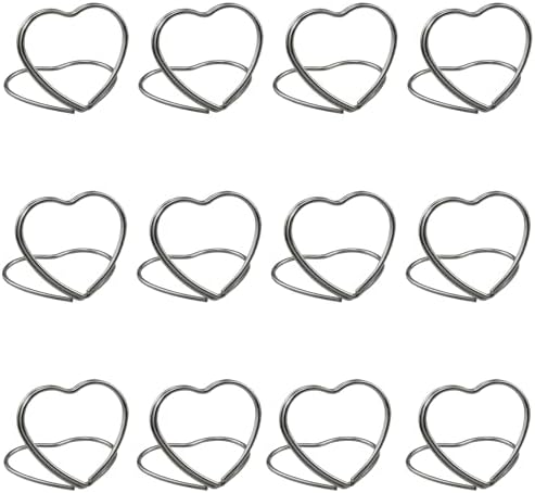 Haidong Heart Shape Place Card Holder 12PCS Silver Wedding Table Numbers