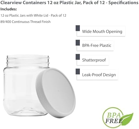 12 Pack Clearview Jars with Leak Proof Lids