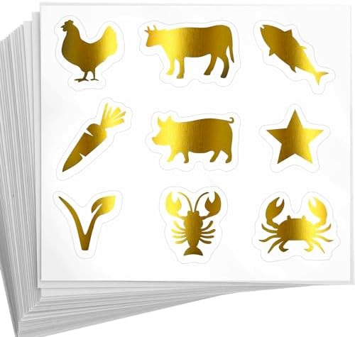 50 Sheets Meal Choice Stickers Gold for Wedding Place Cards