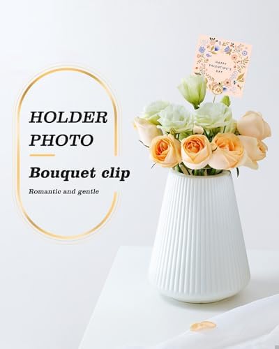 30Pcs Gold Round Floral Card Holder Picks