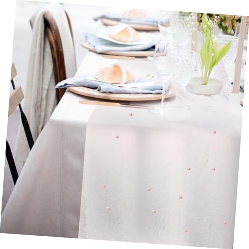 Romantic Pearl Mesh Table Runner for Weddings and Celebrations