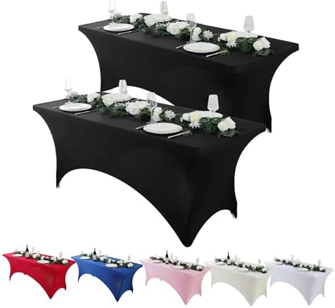 Craft And Party 2 Pack 6ft Black Spandex Tablecloths
