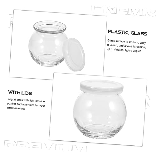 Mobestech Clear Glass Yogurt Bottles 2pcs Spherical Pudding Jars