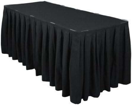 LTC Linens Black Table Skirt 17 ft Rectangular Table Cover