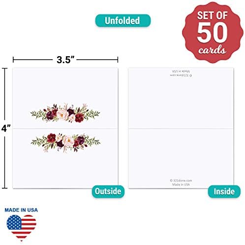 321Done Floral Place Cards 35x2 Inches Set of 50